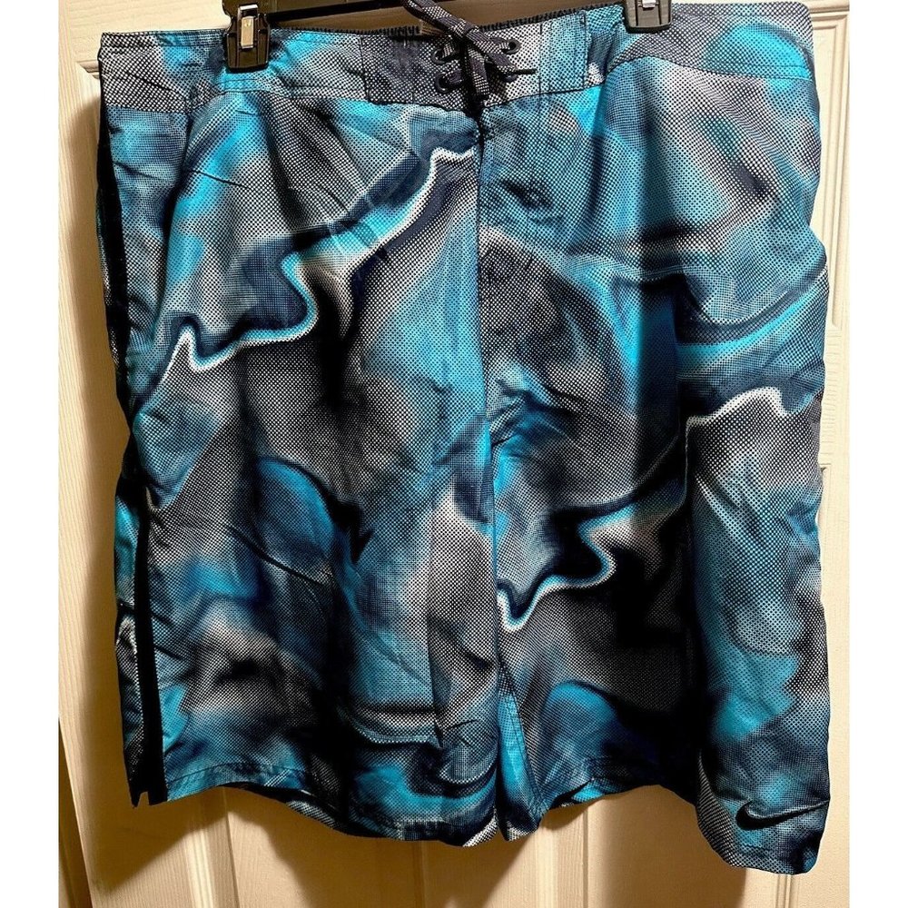 Nike Mens 2X XXL Blue Swirl Netted Lined Bathing  Swimming Trunks  Board Shorts